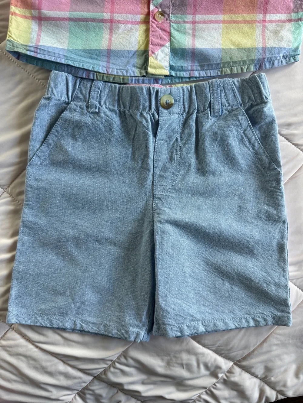 Tommy Bahama Set 4T | Pastel Plaid Button-Down Shirt with Blue Bow Tie & Shorts